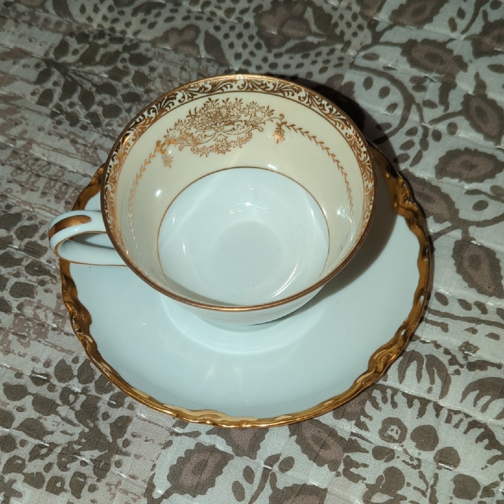 Hutschenreuther,Selb, Royal Bavarian, Yellow And Gold Tea Cup And Saucer.